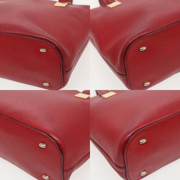 CELINE Hand Bag Leather Red Gold - Picture 10 of 12